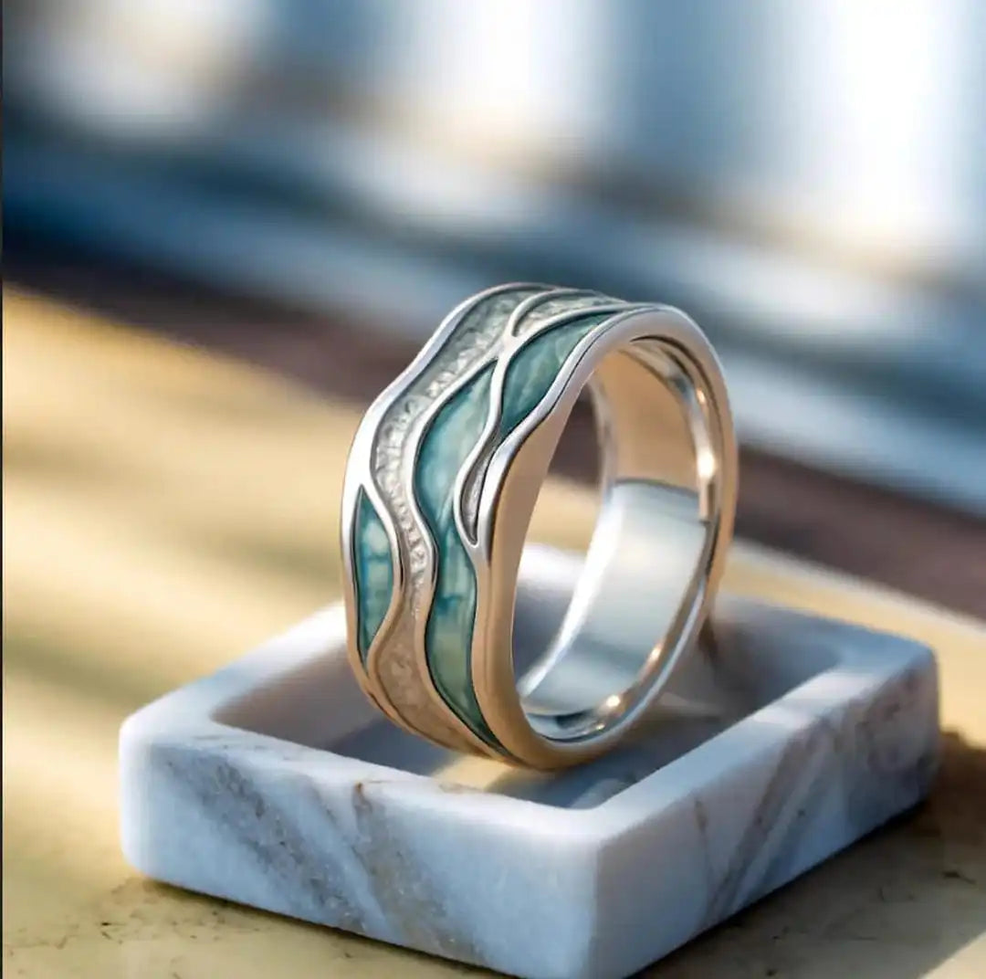 Türkisfarbener Seasilver Ripple Ring
