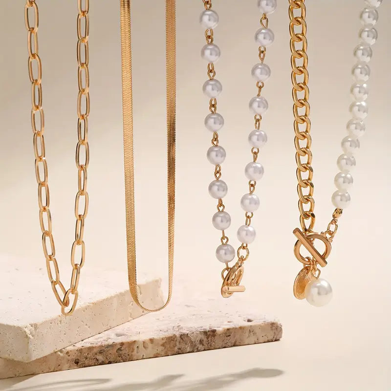 Modernes Perlen-Layering-Halsketten-Set