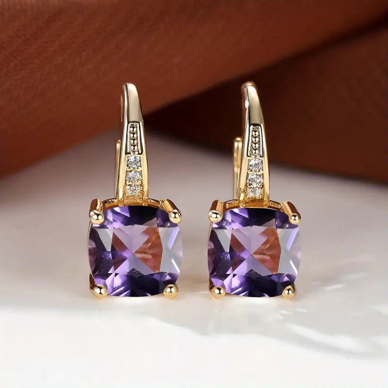 Mystic Stone Gold Hoop Earrings