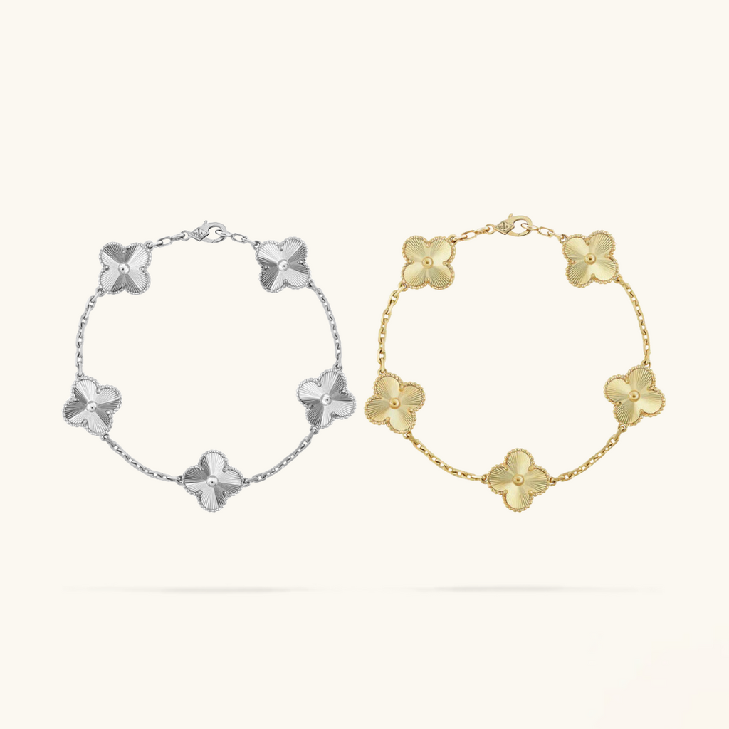 2-Teiliges Clover Armband-Set - Silber/Gold