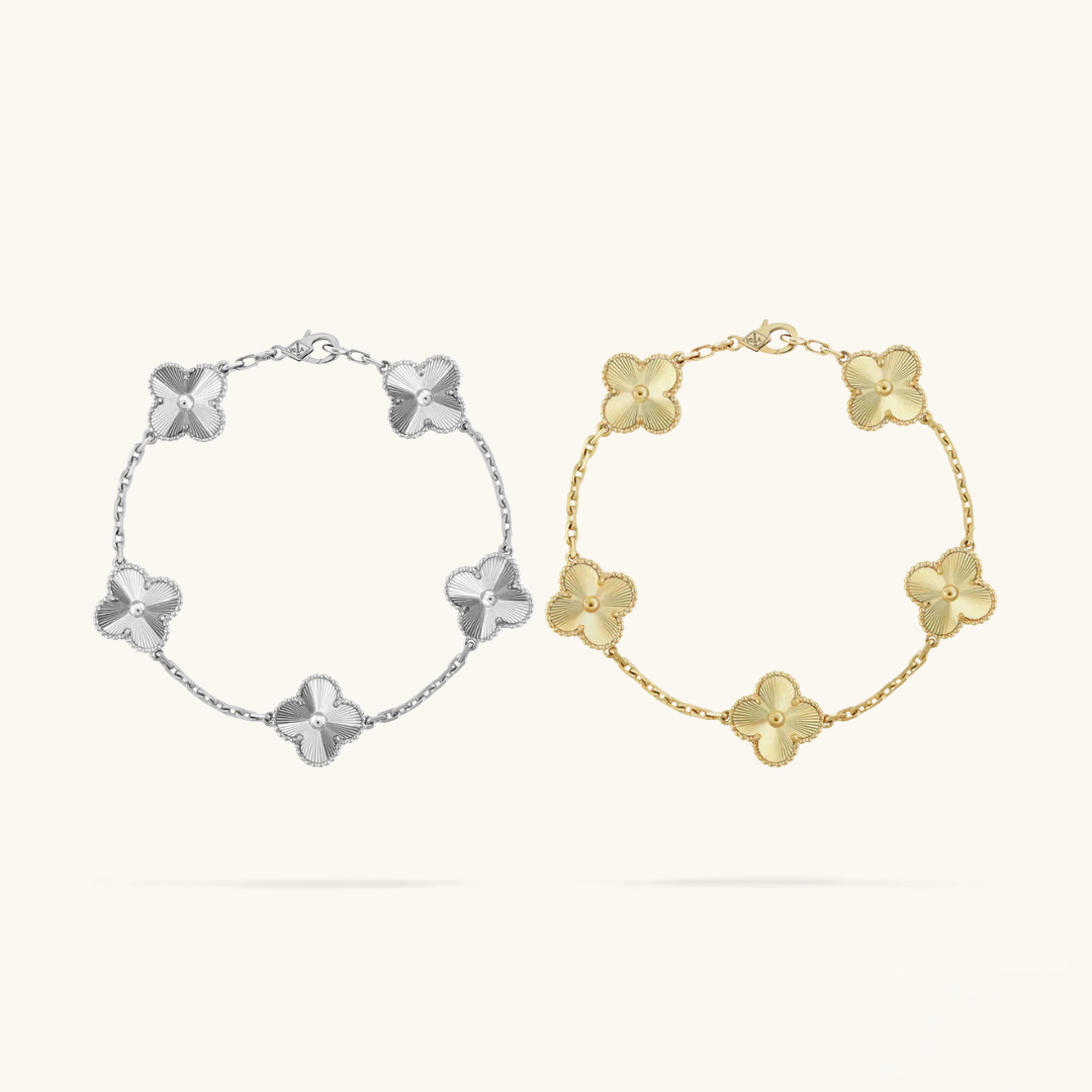 2-Teiliges Clover Armband-Set - Silber/Gold