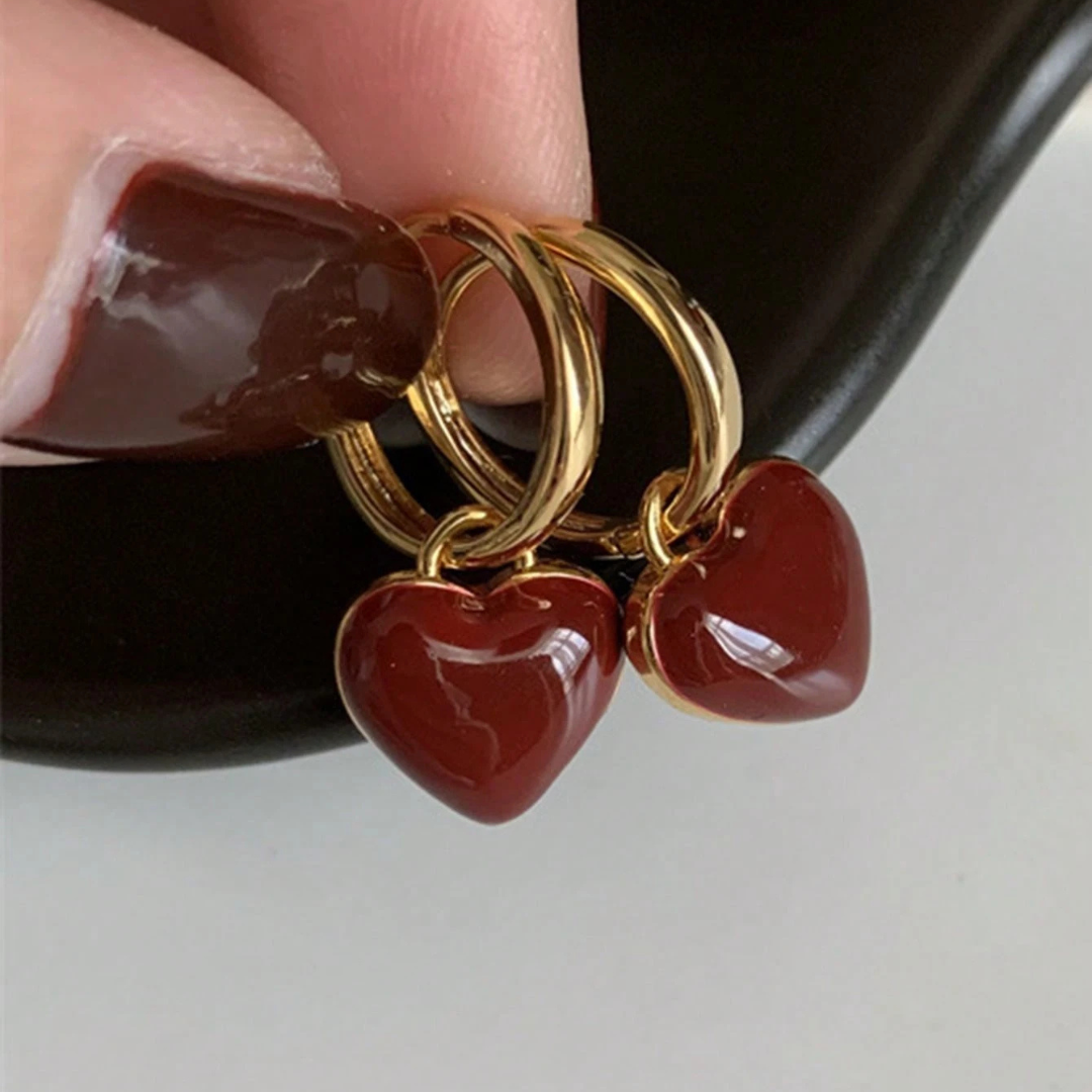Rote Herz Gold Creolen