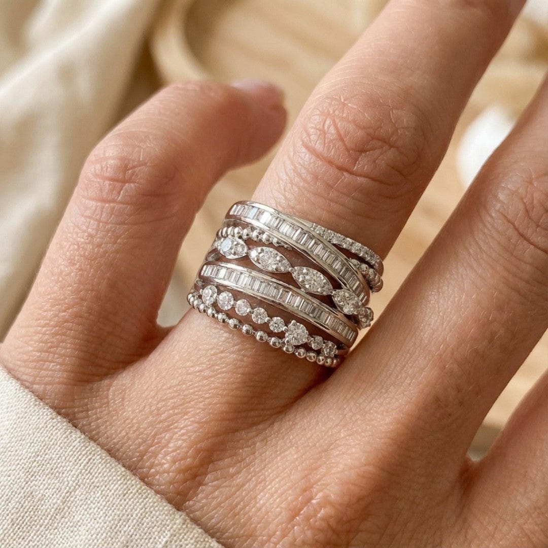 Vintage Schicht-Zirkonia Silberring
