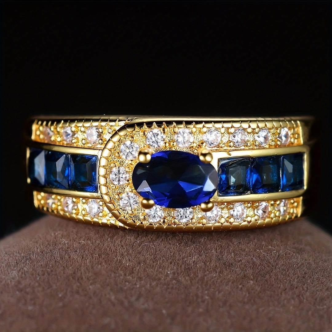 Königlicher Goldener Siegel-Saphir-Ring