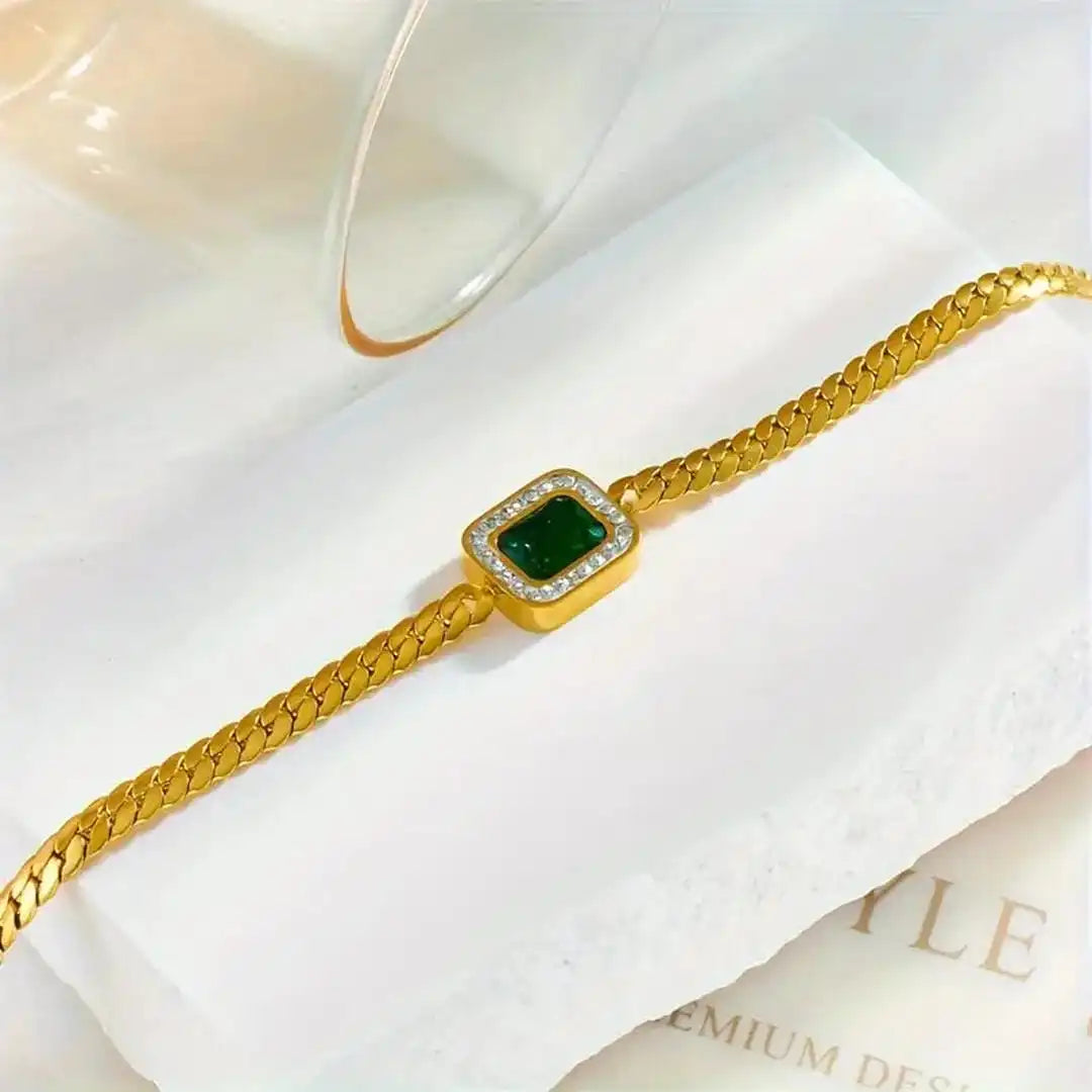 Strahlendes Goldenes Smaragd-Gliederarmband