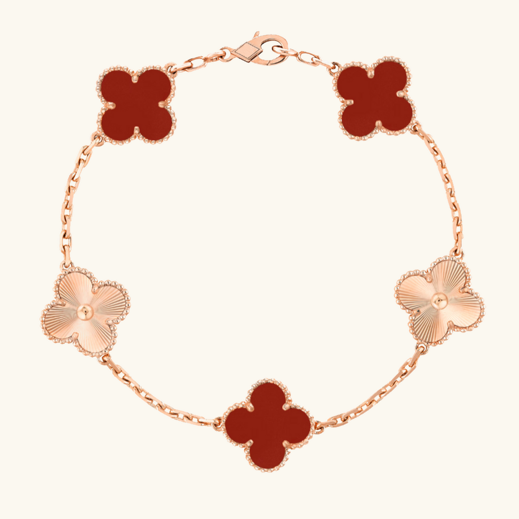 CLOVER | Armband Rot Roségold Guilloché
