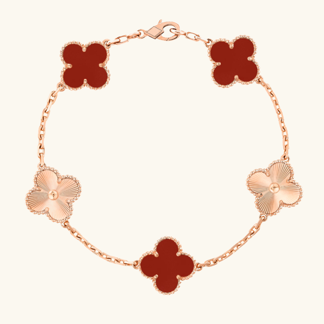 CLOVER | Armband Rot Roségold Guilloché