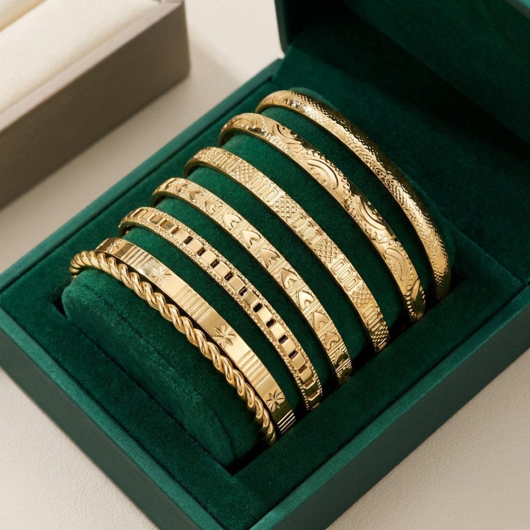 Goldenes Offenes Armreif Resort Armband Set