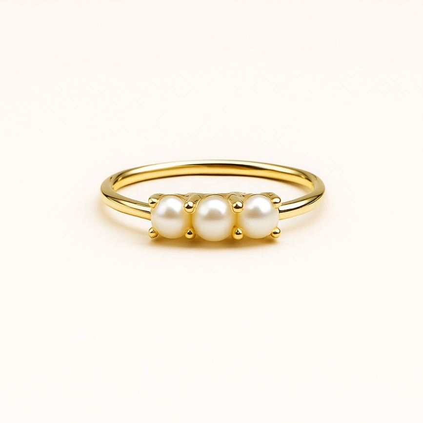 Dreifach Perlen Goldring