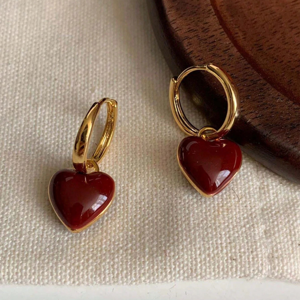 Rote Herz Gold Creolen