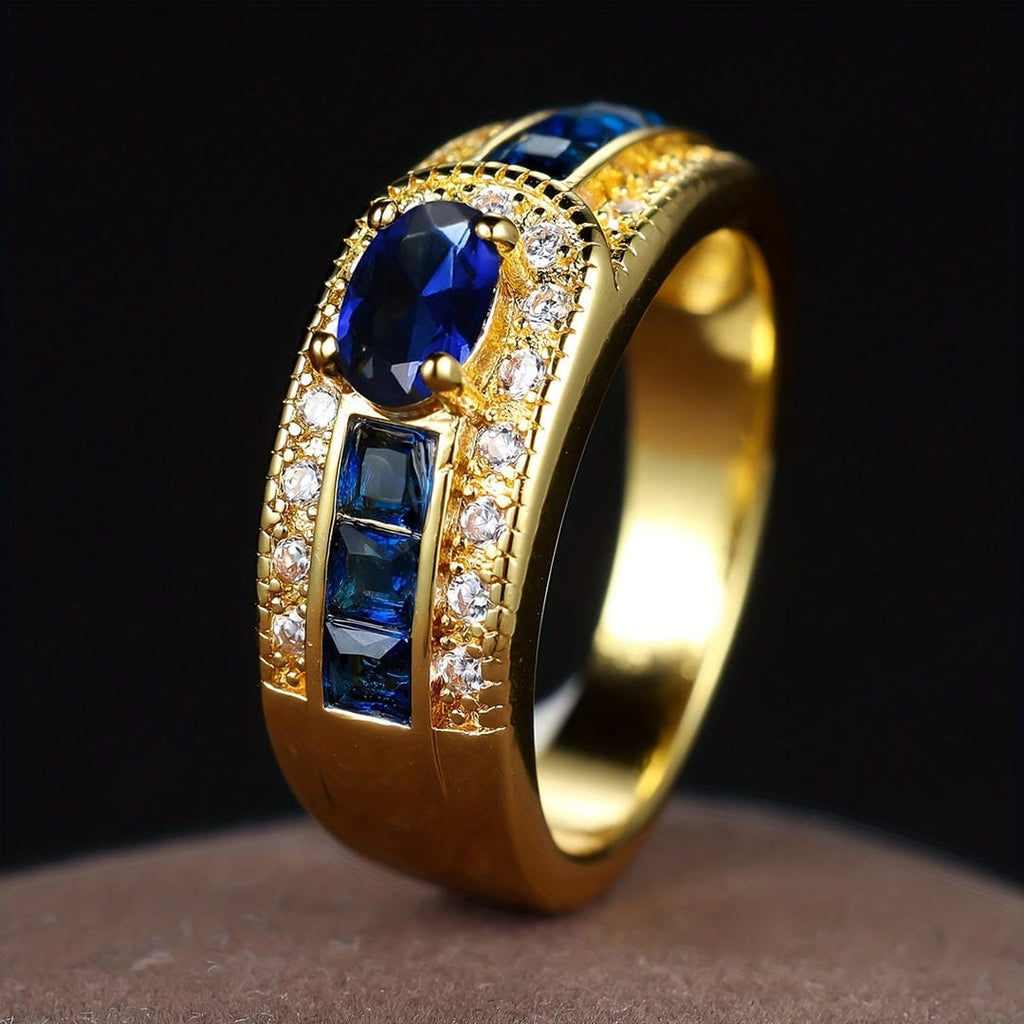 Königlicher Goldener Siegel-Saphir-Ring