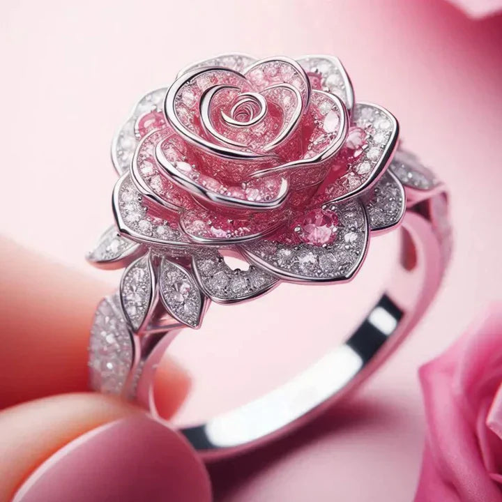 Ring – Rosa Blütenmotiv
