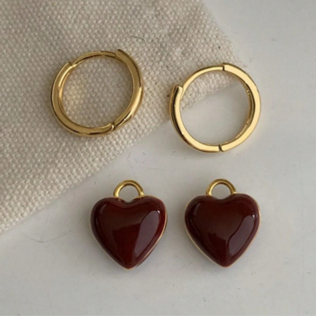 Rote Herz Gold Creolen