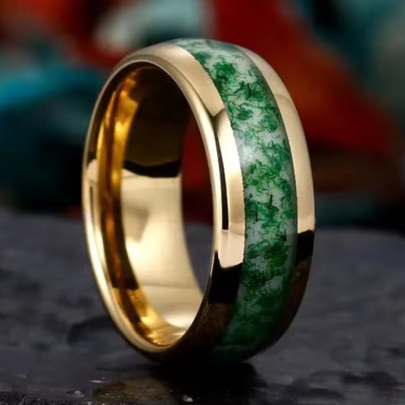 Tiefgrüner Goldinlay-Ring