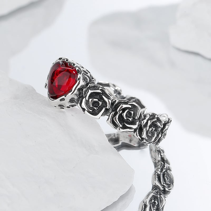 Vintage Silber Rose Herzring