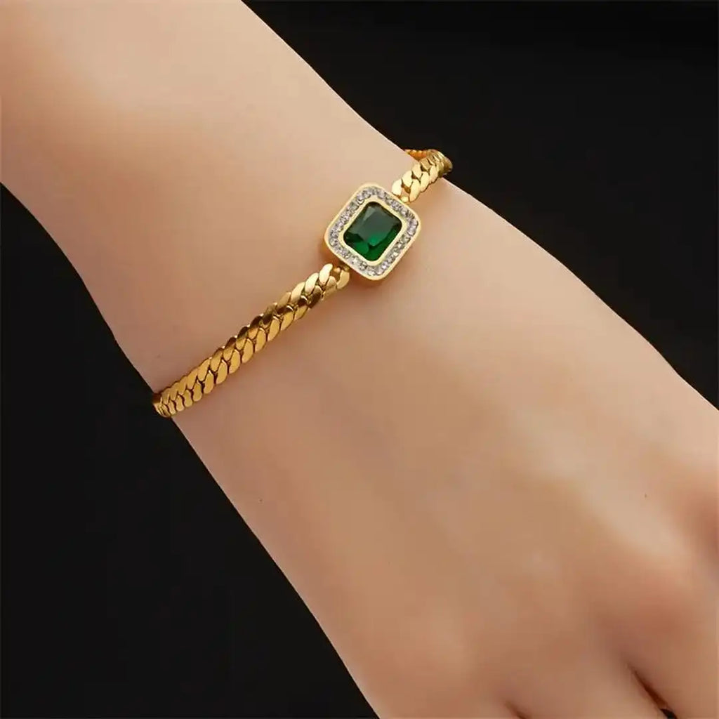 Strahlendes Goldenes Smaragd-Gliederarmband