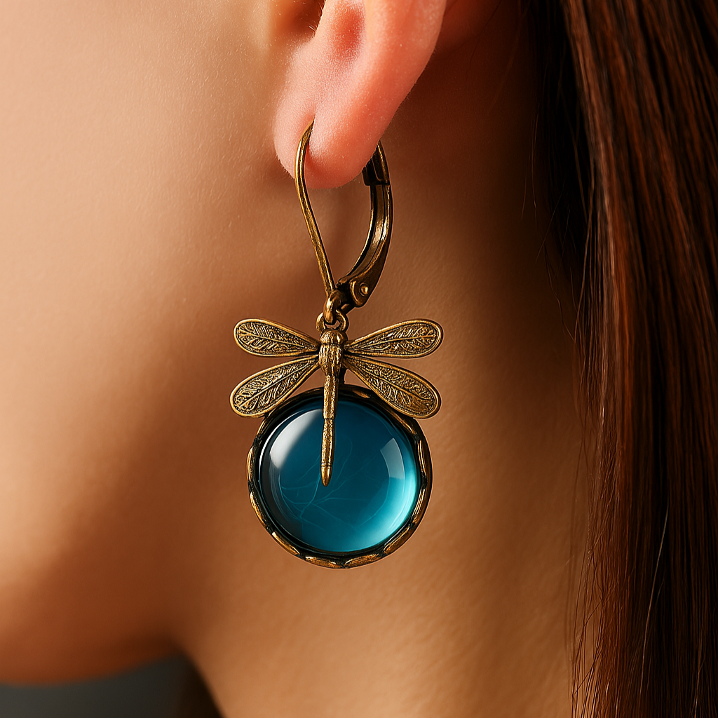 Vintage Libellen Gold Ohrringe