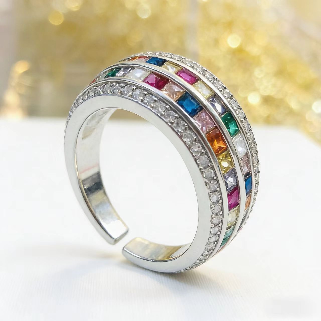 Regenbogenstein Eleganter Ring