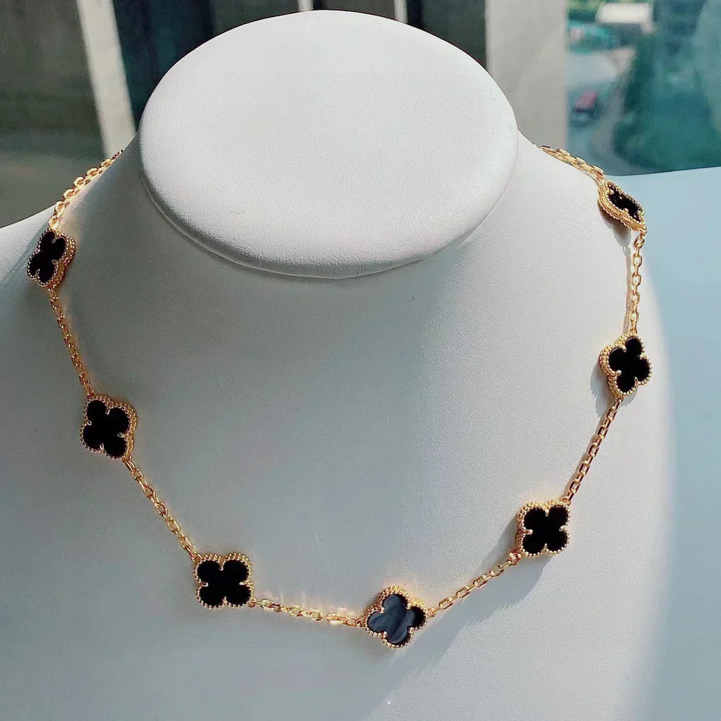 CLOVER | Halskette 10-Motiv Schwarz