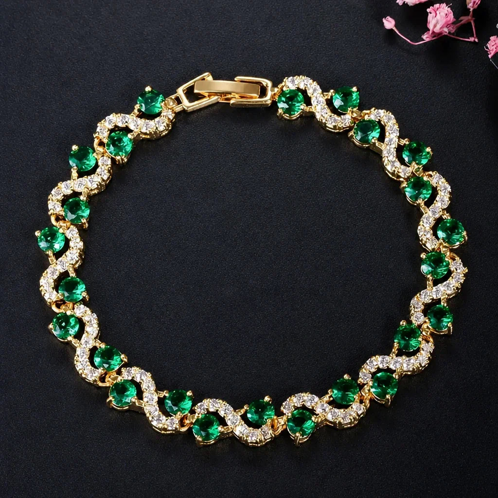 Smaragd-Kristall-Gold-Armband