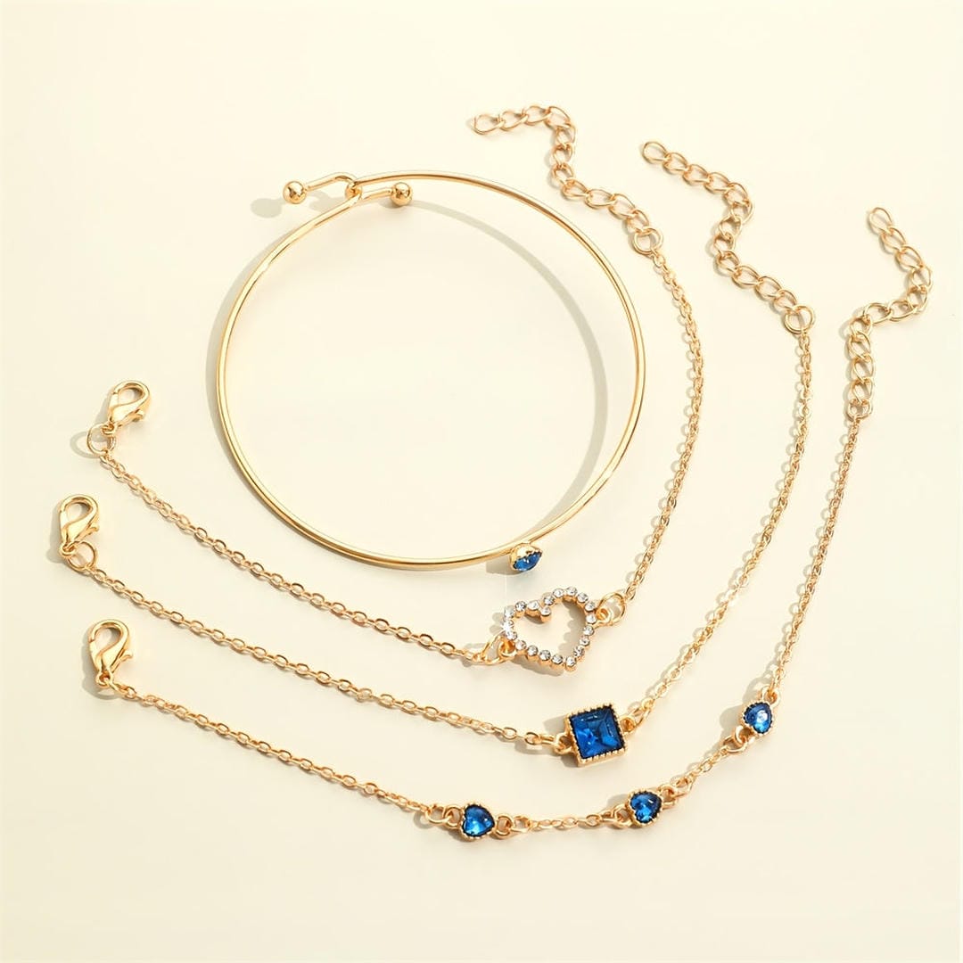 Sapphire Golden Hearts Armband-Set