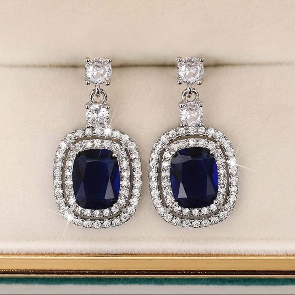 Oval Saphir Pavé Zirkonia Ohrringe