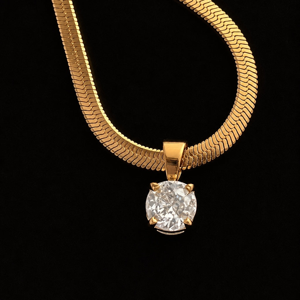 Rhinestone Gold Anhänger Halskette