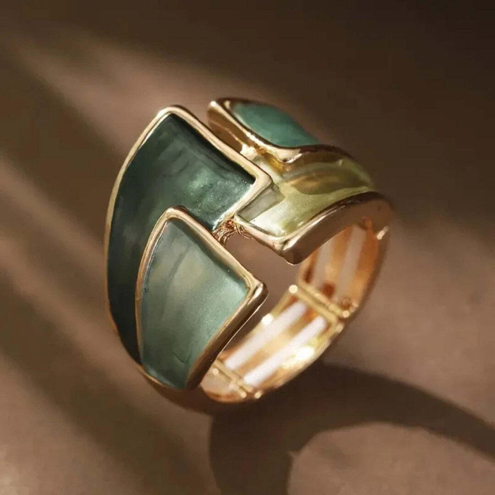 Goldener Blattglanz Verstellbarer Ring
