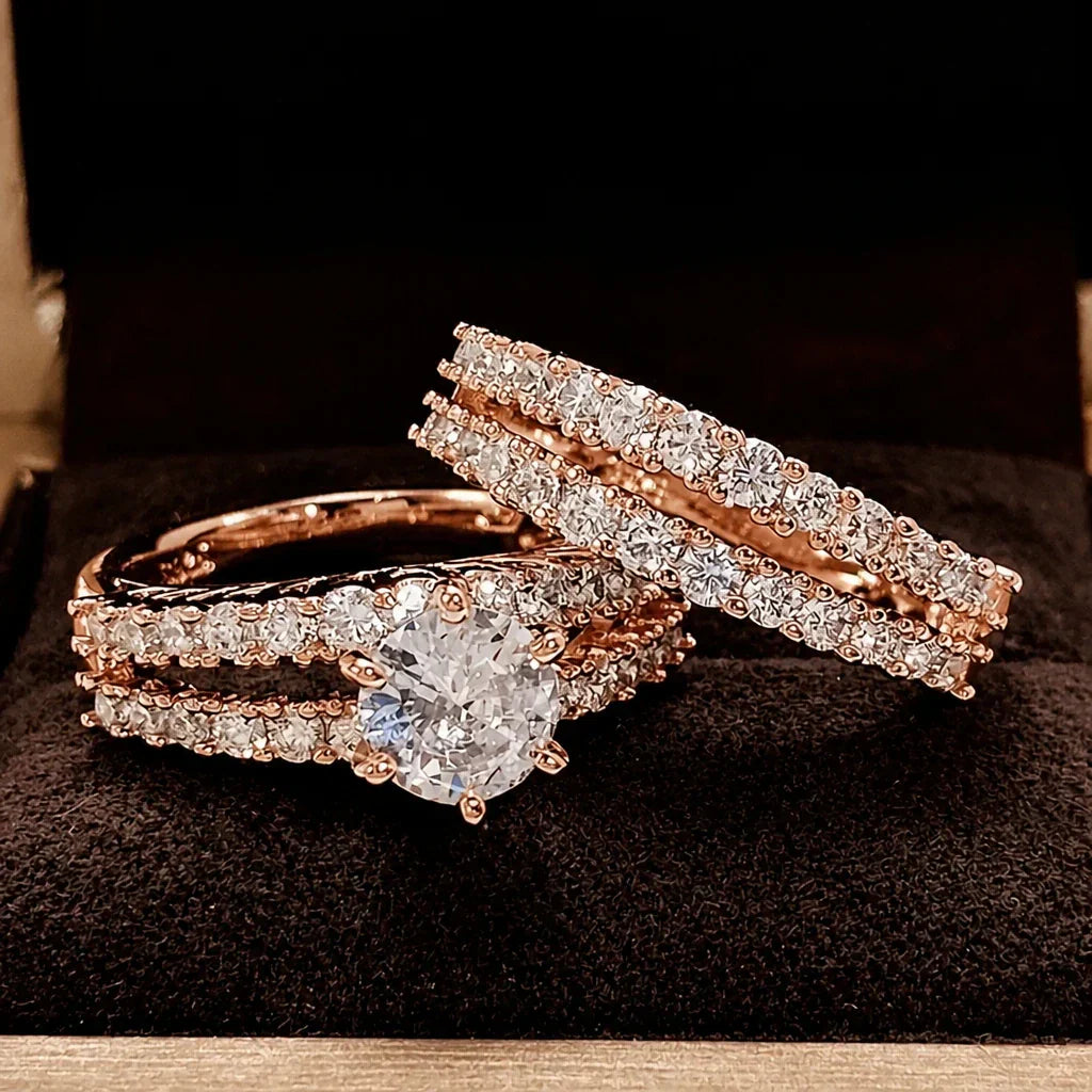 Ewiges Strahlen Goldring Set