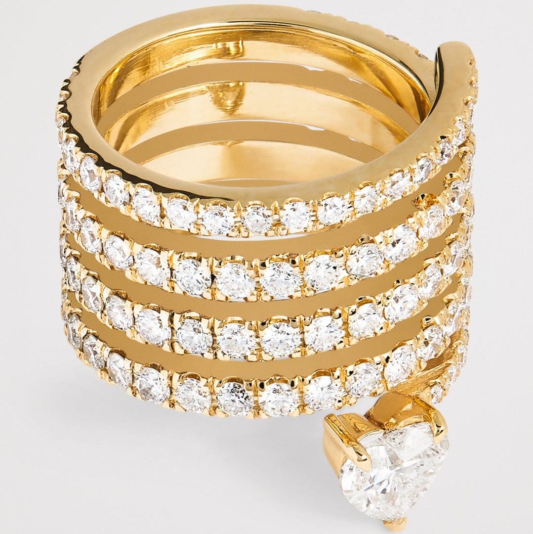 Antik Gold Zirkonia Herz Wickelring