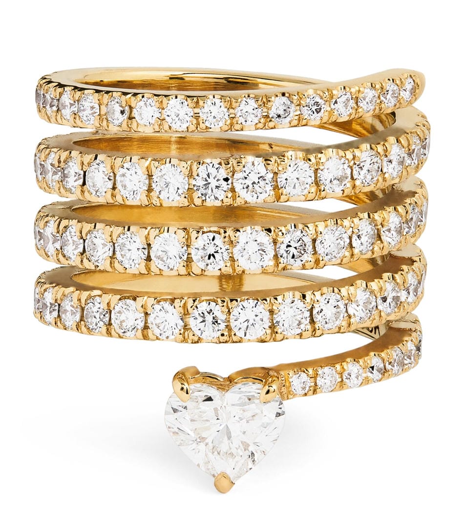 Antik Gold Zirkonia Herz Wickelring