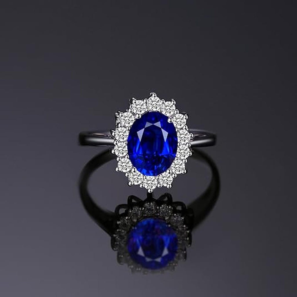Klassischer Saphir-Halo-Ring