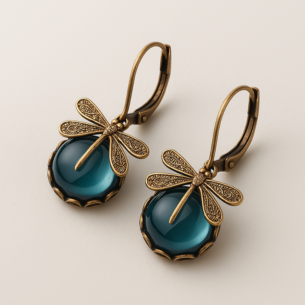 Vintage Libellen Gold Ohrringe