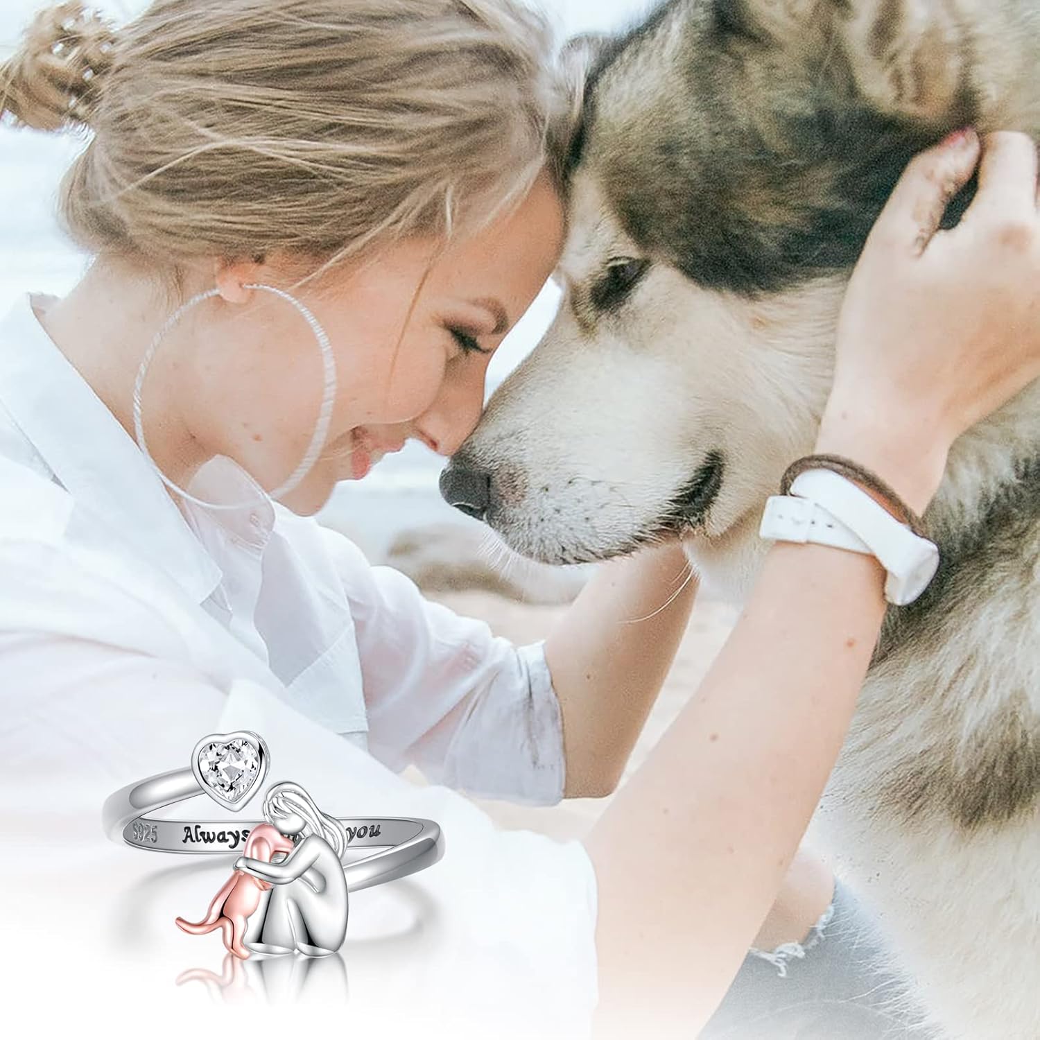 Silberner Hund Zirconia Ring
