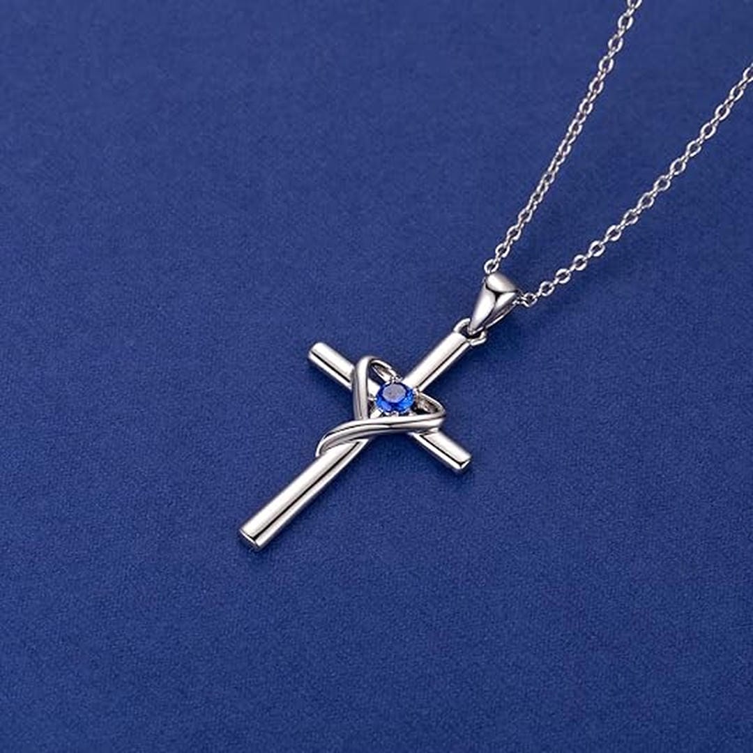 Saphir Kreuz Halskette aus Weißgold