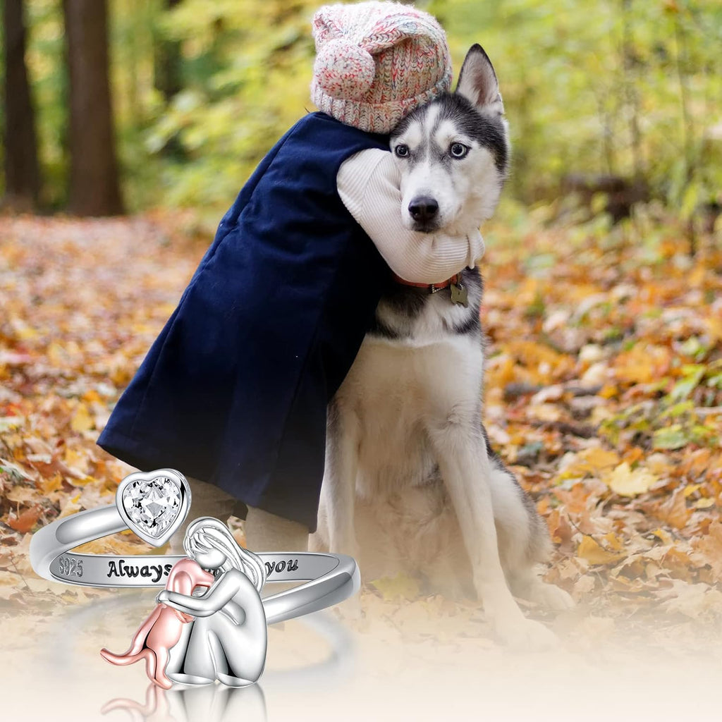 Silberner Hund Zirconia Ring