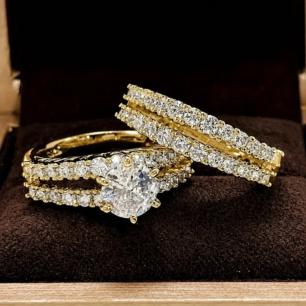 Ewiges Strahlen Goldring Set
