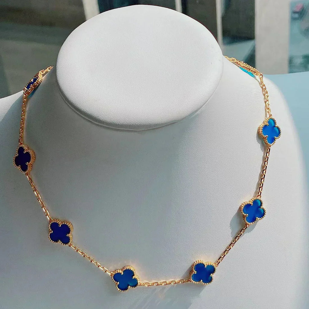 CLOVER | Halskette 10-Motiv Blau
