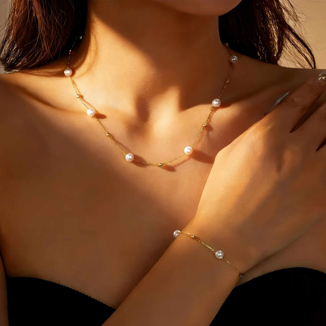 Zarte Perlenkette Set