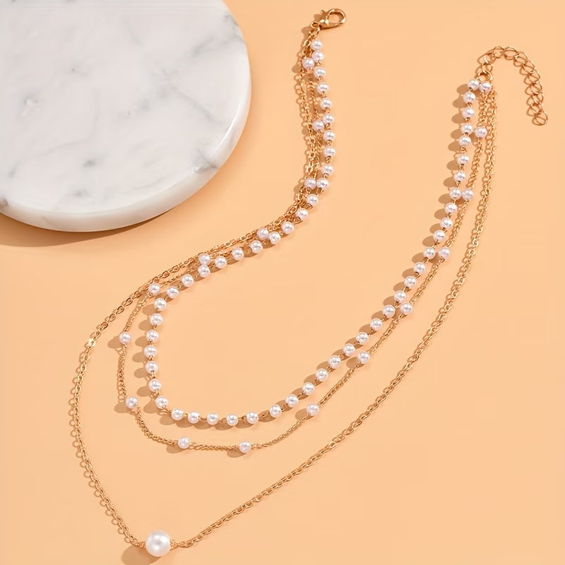 Das Trinity Pearl Layer Necklace Set