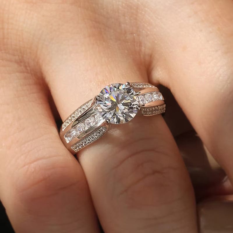 Silber Inlay Zirkonia Pavé Ring