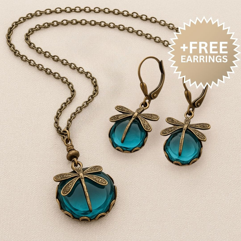 Vintage Libellen-Halsketten-Set