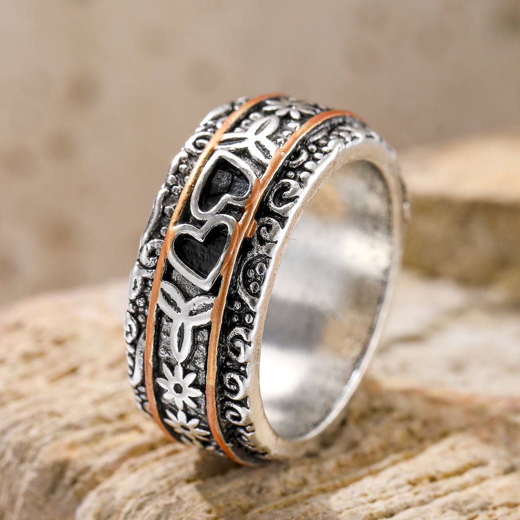 Gravierter Silber Heritage Ring