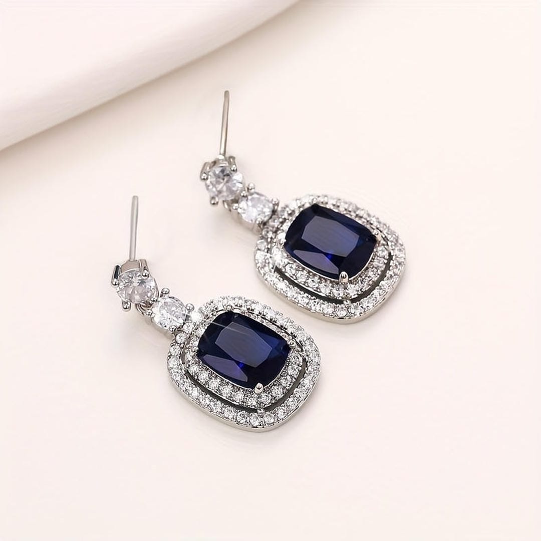 Oval Saphir Pavé Zirkonia Ohrringe