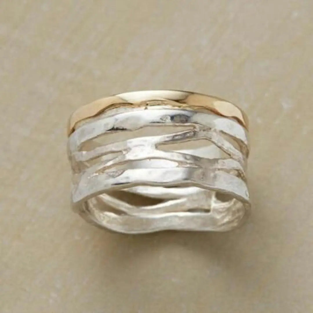 Gold-Silber Statement-Ring