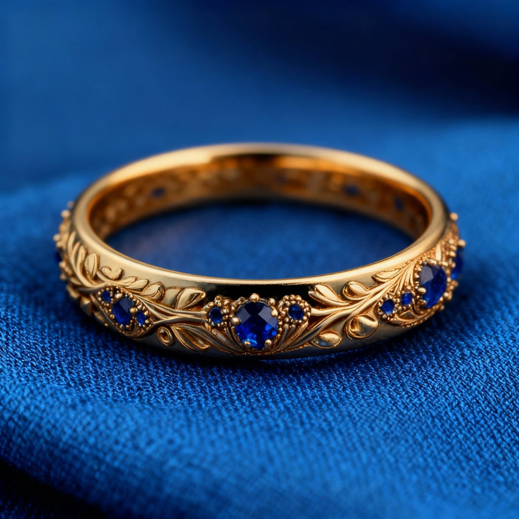 Exotischer feiner blauer Zirkonia-Blatt-Ring