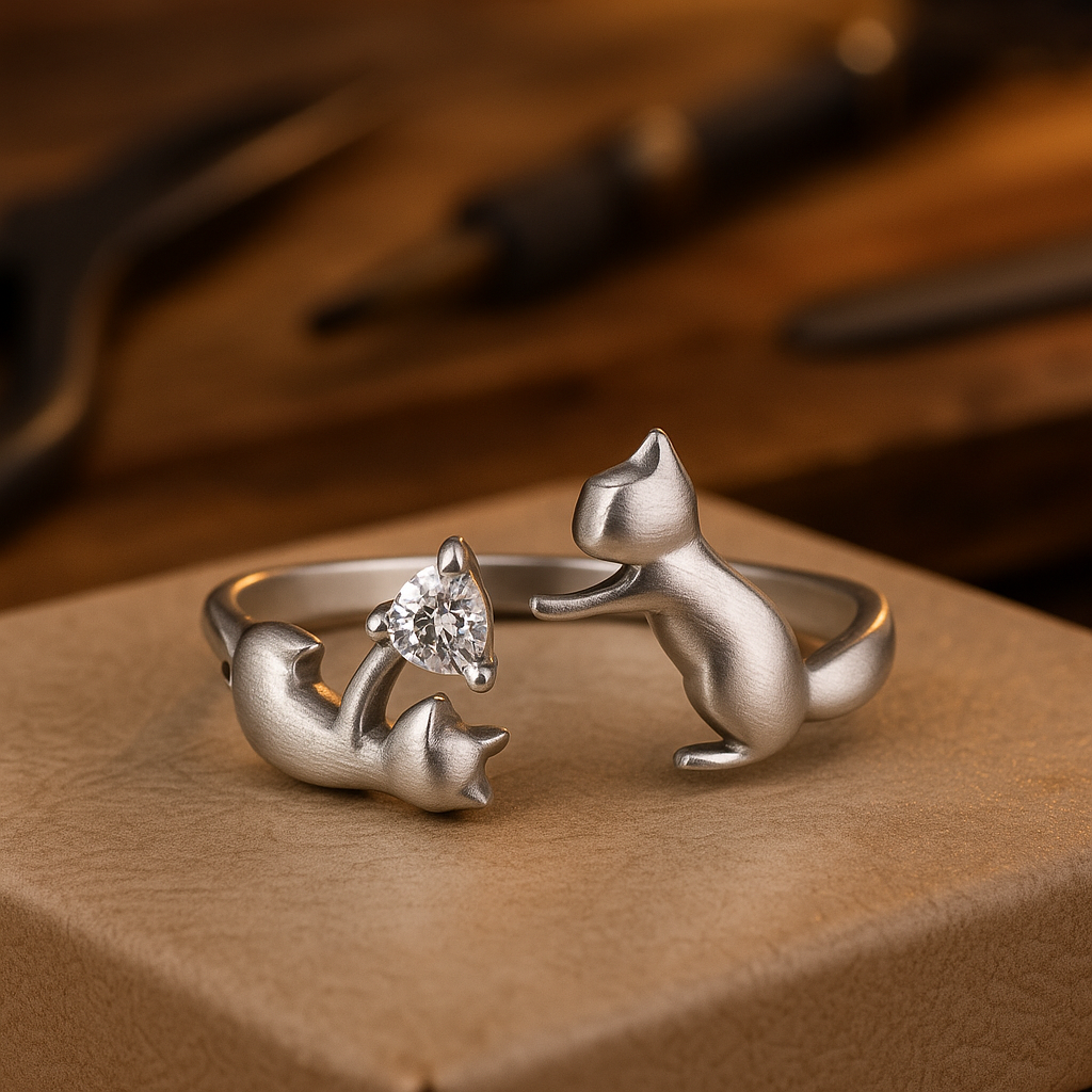 Katze Zirkonia Statement Ring