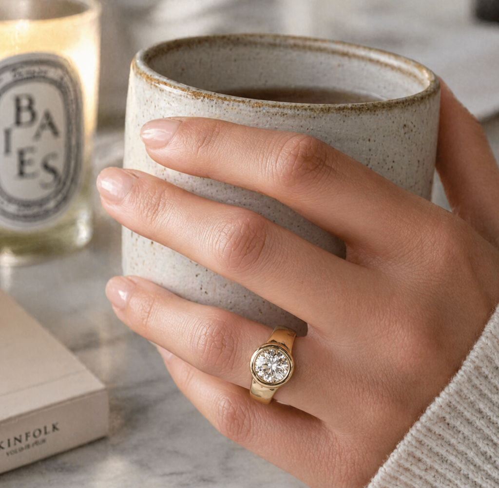 Vintage Geschmiedeter Gold-Zirkonia Ring