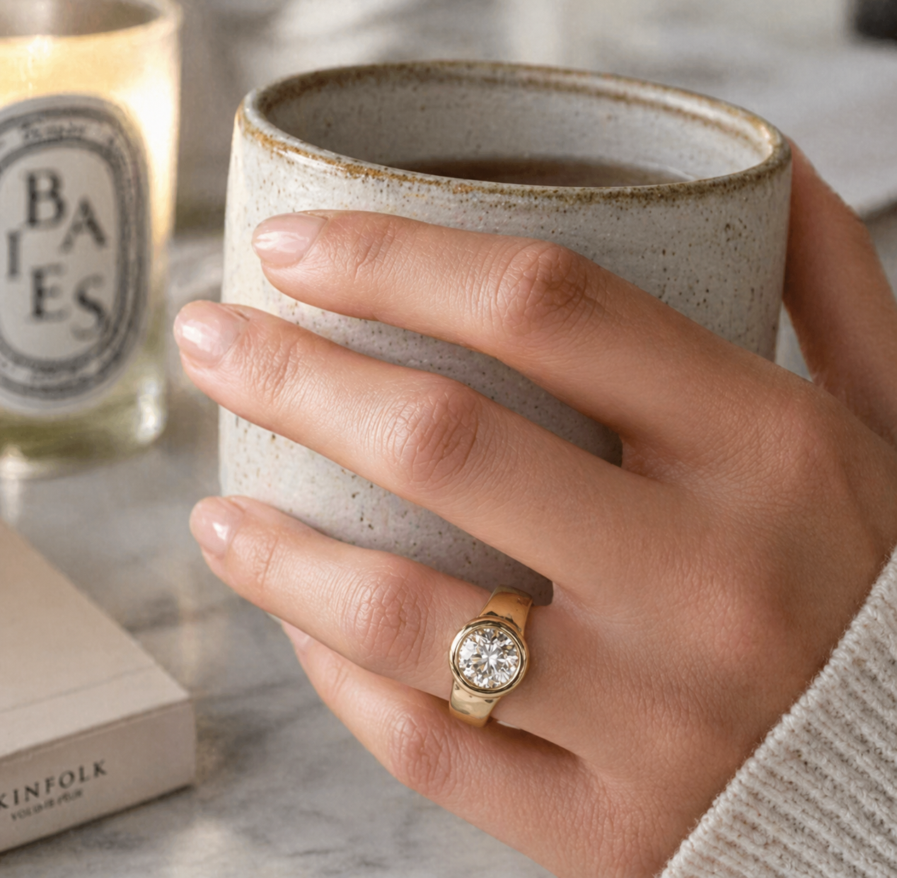 Vintage Geschmiedeter Gold-Zirkonia Ring