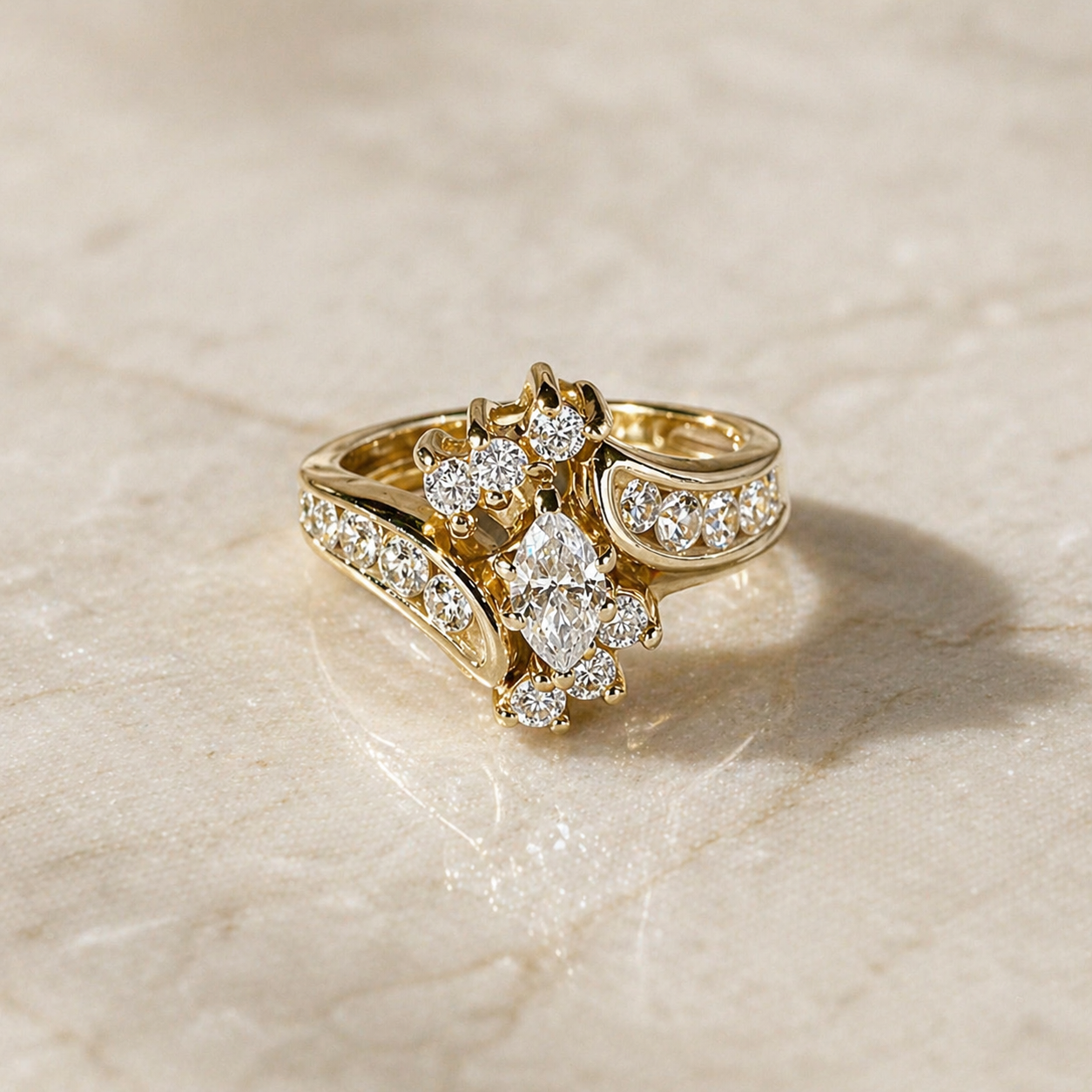 Vintage Gold Inlay Zirconia Ring